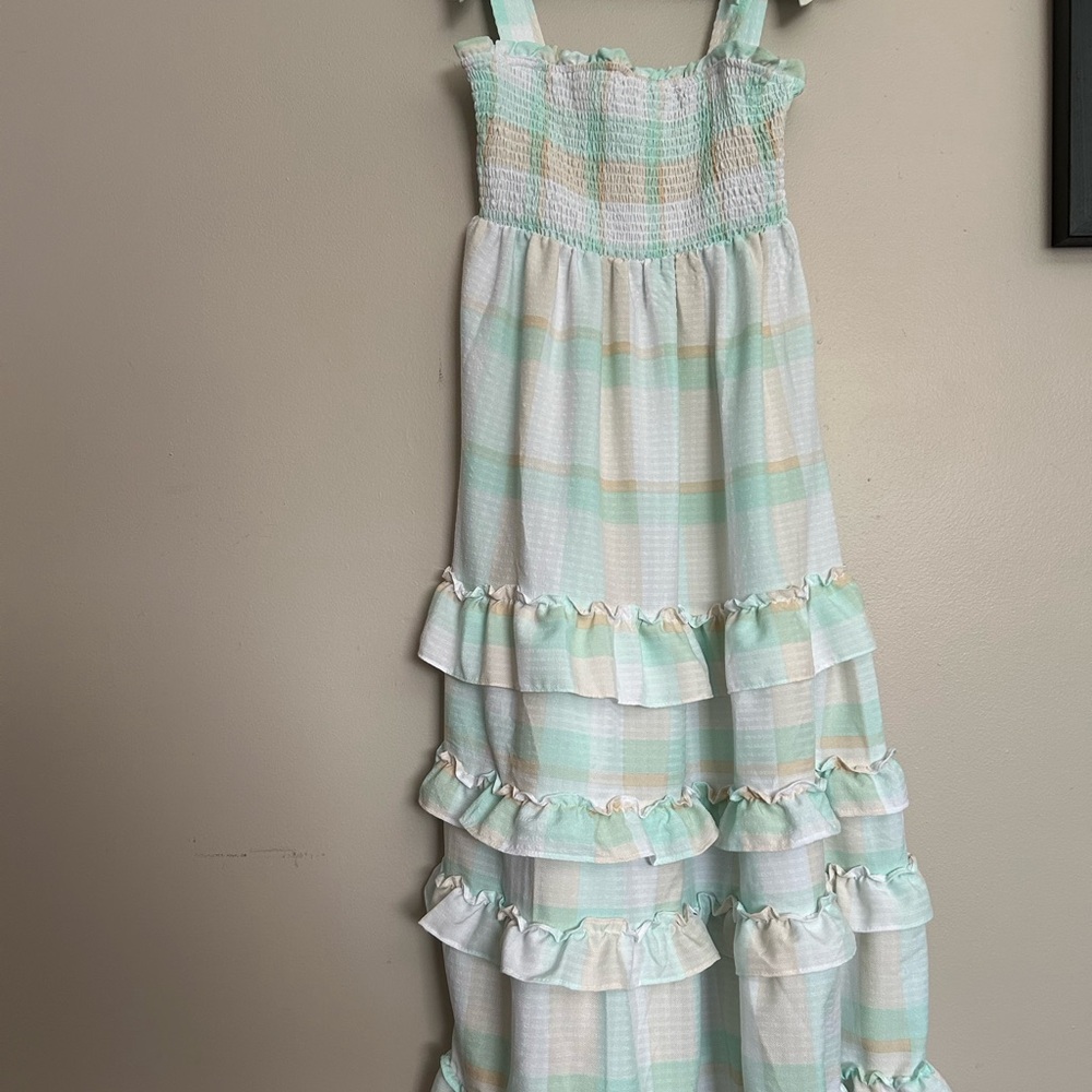 Blu Pepper Mint and Cream Ruffle Dress
